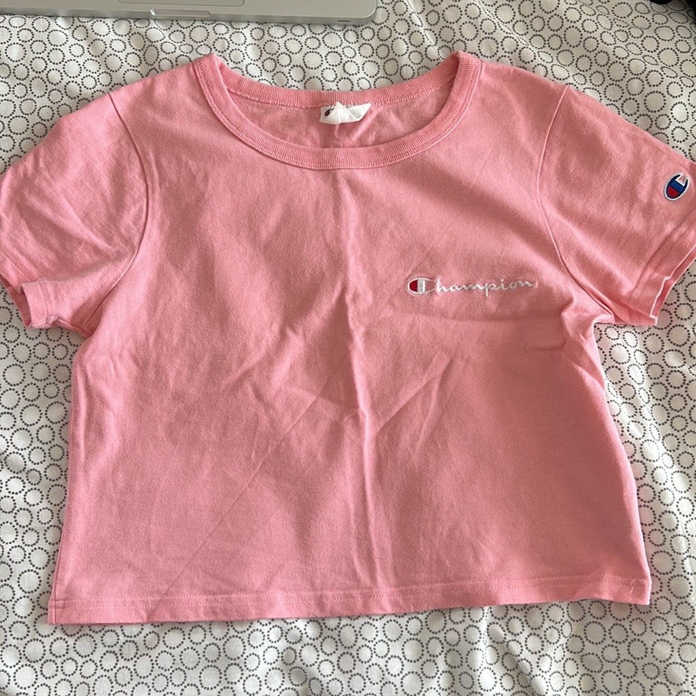 Champion pink cropped tee XS